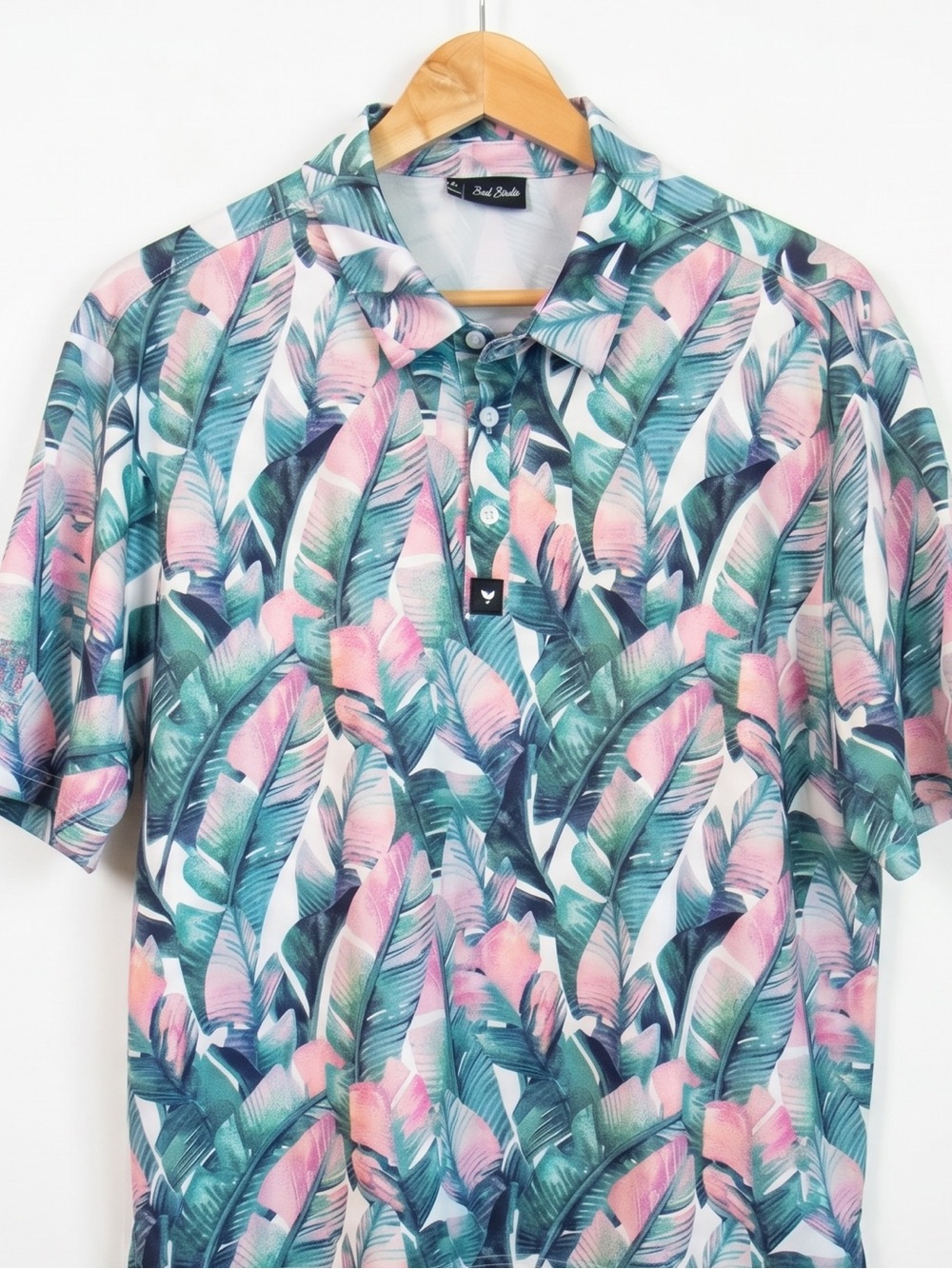 Bad Birdie TPC Scottsdale Course Tropical Leaf Moisture Wicking Golf Polo NWOT